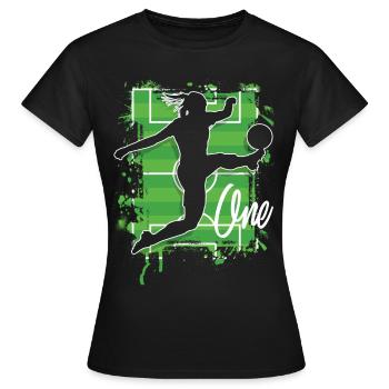 Footballeur Football 1er anniversaire - T-shirt Femme - noir - Devant - AI Model Female 172 dark (172cm)