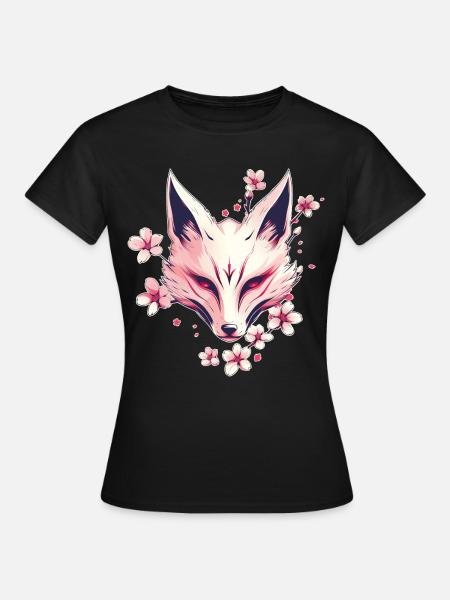 Fuchs Japanische Maske - Frauen T-Shirt - Schwarz