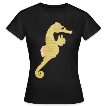 Hippocampe Pouces Hippocampes - T-shirt Femme - noir - Devant - AI Model Female 172 dark (172cm)
