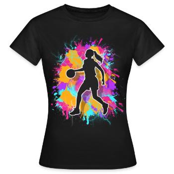 basketball women's basketball player basketball - Women's T-Shirt - black - Front - AI Model Female 172 dark (172cm)