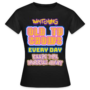 TV Television 90s 80s Retro - Frauen T-Shirt - Schwarz - Vorne - AI Model Female 172 dark (172cm)