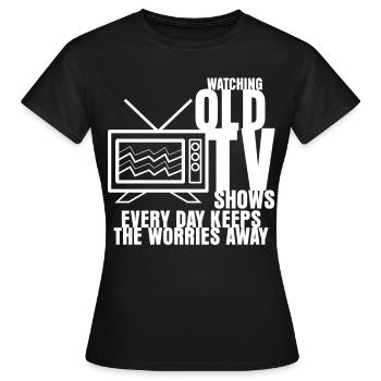 Television 90s 80s Retro TV - Frauen T-Shirt - Schwarz - Vorne - AI Model Female 172 dark (172cm)