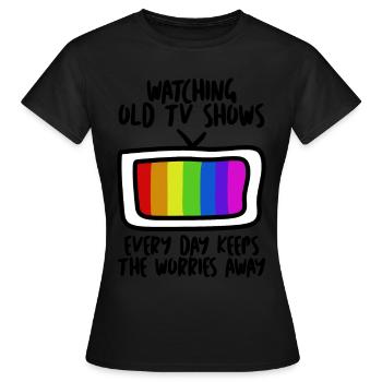 90s 80s Retro TV Television - Frauen T-Shirt - Schwarz - Vorne - AI Model Female 172 dark (172cm)