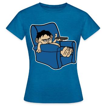 Lazy Couch TV Regarder la télévision - T-shirt Femme - bleu saphir antique chiné - Devant - AI Model Female 172 dark (172cm)