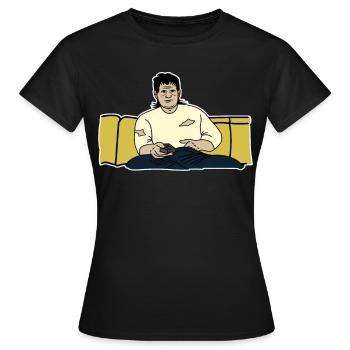 Regarder la télévision sur le canapé paresseux - T-shirt Femme - noir - Devant - AI Model Female 172 dark (172cm)