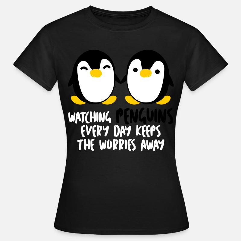 Penguins - Dame-T-shirt - sort