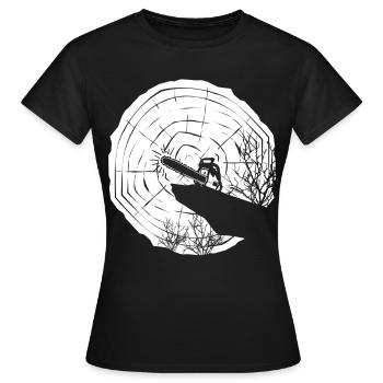 Chainsaw Chain Saw Lumberjack Moon - Women's T-Shirt - black - Front - AI Model Female 172 dark (172cm)