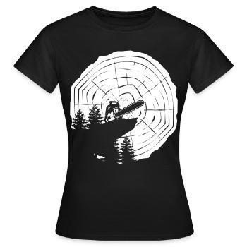 Chainsaw Chain Saw Lumberjack Fire Wood - Women's T-Shirt - black - Front - AI Model Female 172 dark (172cm)