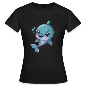 Dauphin joyeux sous l’eau - T-shirt Femme - noir - Devant - AI Model Female 172 dark (172cm)