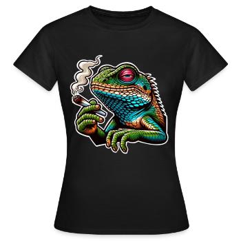Fumer du Cannabis Lizard - T-shirt Femme - noir - Devant - AI Model Female 172 dark (172cm)