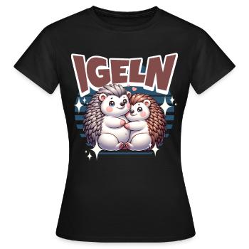 Igel Kuscheln Igeln - Frauen T-Shirt - Schwarz - Vorne - AI Model Female 172 dark (172cm)