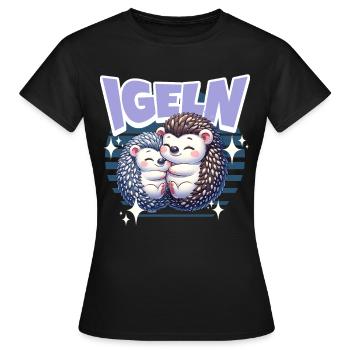 Igel Kuscheln Igeln - Frauen T-Shirt - Schwarz - Vorne - AI Model Female 172 dark (172cm)