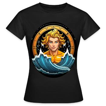 Sternzeichen Wassermann - Frauen T-Shirt - Schwarz - Vorne - AI Model Female 172 dark (172cm)