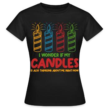 bougie cire bougie fabrication bougies colorées - T-shirt Femme - noir - Devant - AI Model Female 172 dark (172cm)