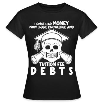 Frais de scolarité des étudiants Frais semestriels - T-shirt Femme - noir - Devant - AI Model Female 172 dark (172cm)