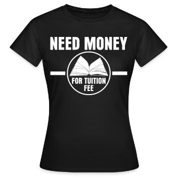Frais de scolarité des étudiants Frais semestriels - T-shirt Femme - noir - Devant - AI Model Female 172 dark (172cm)