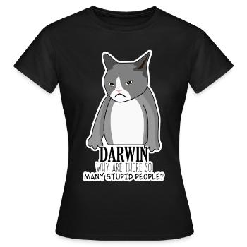 Darwinism Darwin Award Misanthrope Joke - Women's T-Shirt - black - Front - AI Model Female 172 dark (172cm)