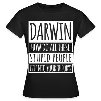 Misanthrope Darwin Award Joke Darwinism - Women's T-Shirt - black - Front - AI Model Female 172 dark (172cm)