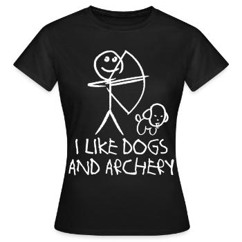 Archery Dog Long Bow Archer Compound Bow - Frauen T-Shirt - Schwarz - Vorne - AI Model Female 172 dark (172cm)