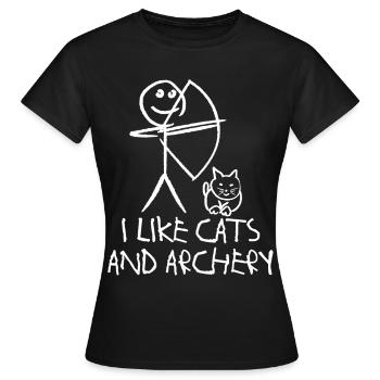 Archery Cat Long Bow Archer Arc à poulies - T-shirt Femme - noir - Devant - AI Model Female 172 dark (172cm)