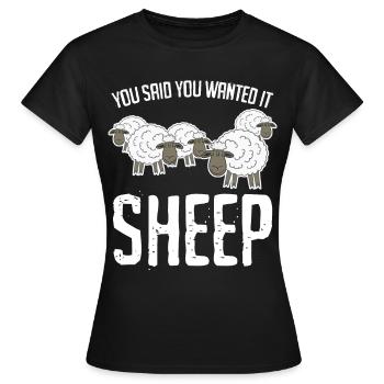 Blague drôle de mouton - T-shirt Femme - noir - Devant - AI Model Female 172 dark (172cm)