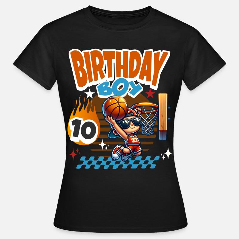 Festa di compleanno per bambini per il 10° compleanno di basket - Maglietta da donna - nero