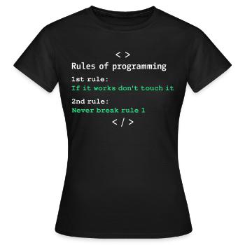 Regeln der Programmierung - Frauen T-Shirt - Schwarz - Vorne - AI Model Female 172 dark (172cm)