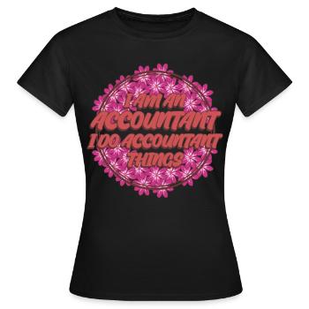 Comptable Flowers Comptabilité - T-shirt Femme - noir - Devant - AI Model Female 172 dark (172cm)