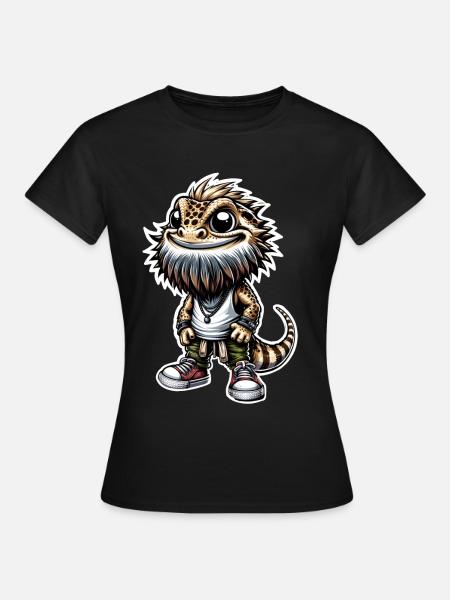 Bartagamen - Dame-T-shirt - sort