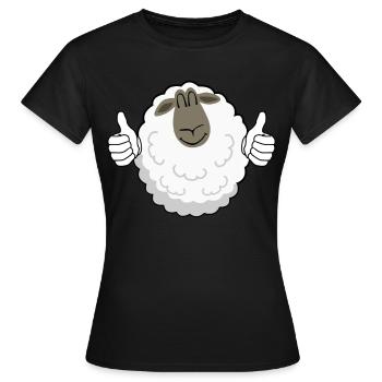 Thumbs up Sheep - Frauen T-Shirt - Schwarz - Vorne - AI Model Female 172 dark (172cm)