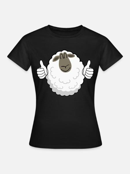 Thumbs up Sheep - Frauen T-Shirt - Schwarz