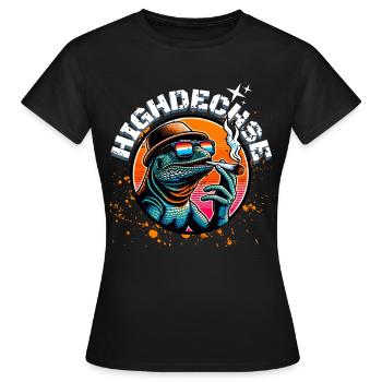 Kiffer Marihuanna Weed Highdechse Eidechse Kiffen - Frauen T-Shirt - Schwarz - Vorne - AI Model Female 172 dark (172cm)