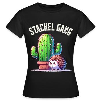 Stachel Gang Igel Kaktus - Frauen T-Shirt - Schwarz - Vorne - AI Model Female 172 dark (172cm)
