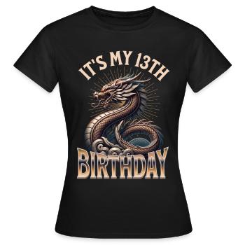 Dragon 13e anniversaire Dragon - T-shirt Femme - noir - Devant - AI Model Female 172 dark (172cm)