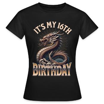 Dragon 16e anniversaire Dragon - T-shirt Femme - noir - Devant - AI Model Female 172 dark (172cm)