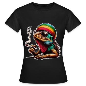 Kiffer Marihuanna Weed Highdechse Eidechse Kiffen - Frauen T-Shirt - Schwarz - Vorne - AI Model Female 172 dark (172cm)