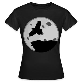 Corbeau avec lune Corbeaux corbeaux corbeaux - T-shirt Femme - noir - Devant - AI Model Female 172 dark (172cm)