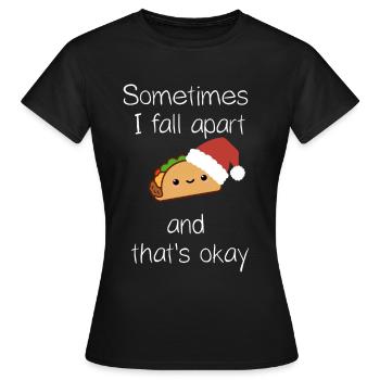 Parfois, je m’effondre Taco Taco de Noël - T-shirt Femme - noir - Devant - AI Model Female 172 dark (172cm)