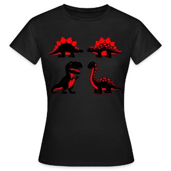 Bébés dinosaures contrastés - T-shirt Femme - noir - Devant - AI Model Female 172 dark (172cm)