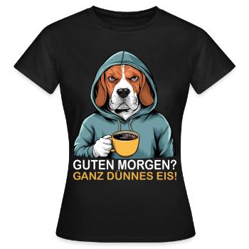 Bonjour très mince glace drôle beagle - T-shirt Femme - noir - Devant - AI Model Female 172 dark (172cm)