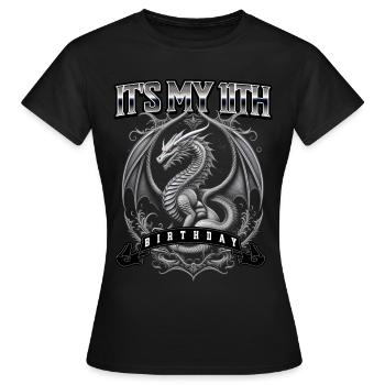 Dragon 11th Birthday Dragon - Women's T-Shirt - black - Front - AI Model Female 172 dark (172cm)