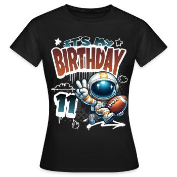Astronaut 11th Birthday Football - Women's T-Shirt - black - Front - AI Model Female 172 dark (172cm)