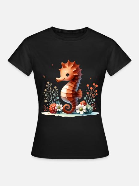 Seepferd Seepferdchen - Frauen T-Shirt - Schwarz