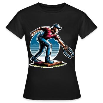 Lancer de fer à cheval Lancer de fer à cheval - T-shirt Femme - noir - Devant - AI Model Female 172 dark (172cm)