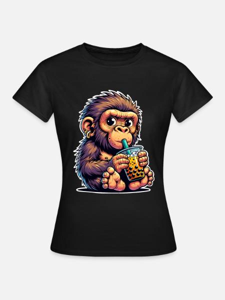 Neandertaler Bubble Tea - Frauen T-Shirt - Schwarz