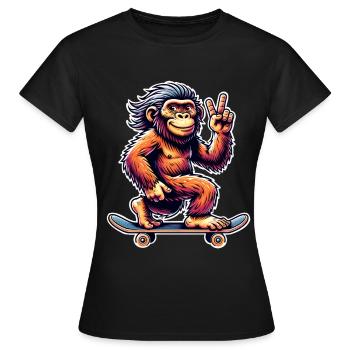 Neanderthal Skateboard Skater - Women's T-Shirt - black - Front - AI Model Female 172 dark (172cm)