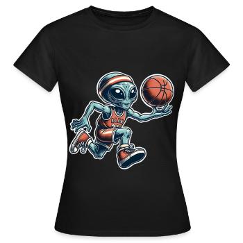 Alien Basketball Dunking - Women's T-Shirt - black - Front - AI Model Female 172 dark (172cm)