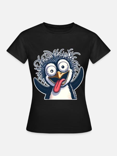 Pinguin Crazy - Frauen T-Shirt - Schwarz