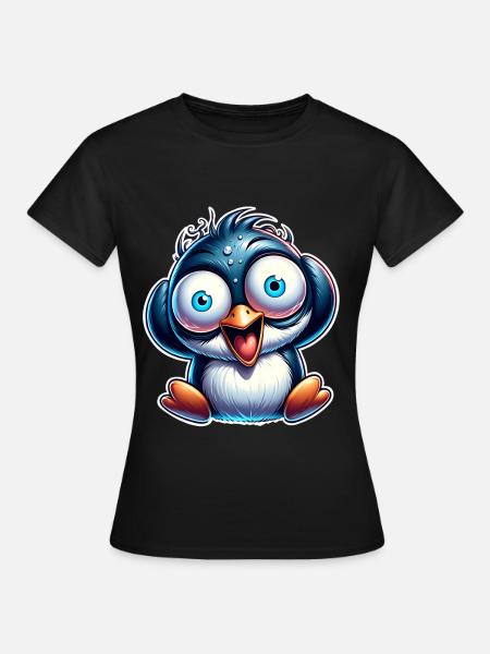 Pinguin Crazy - Frauen T-Shirt - Schwarz