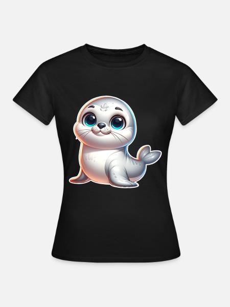 Robbe Seehund - Frauen T-Shirt - Schwarz
